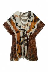 Vilanova Capa boho estampada oversize bege