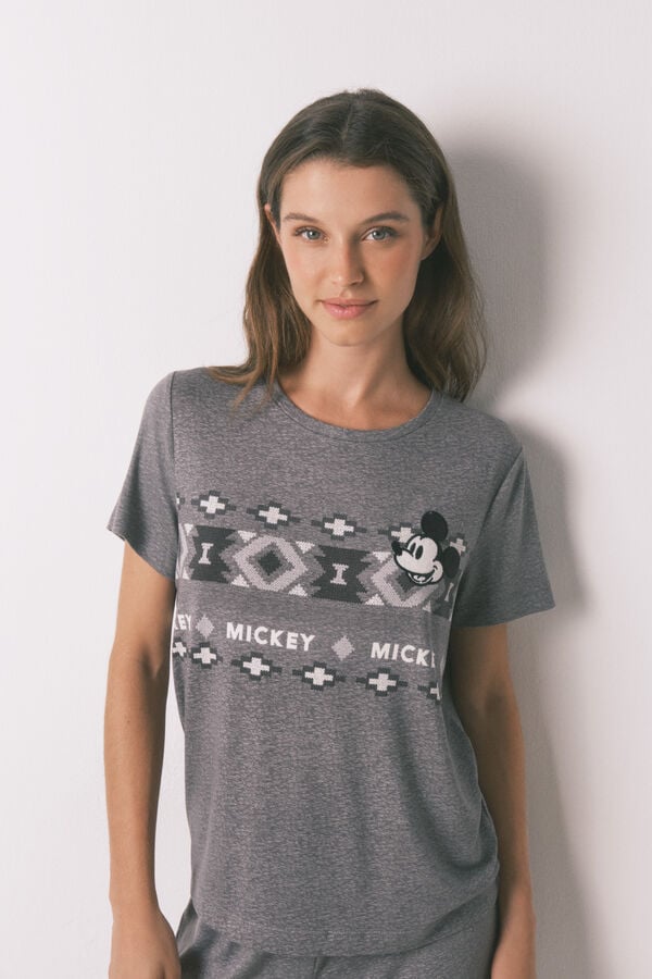 Women'secret Pijama comprido de manga curta Mickey cinzento