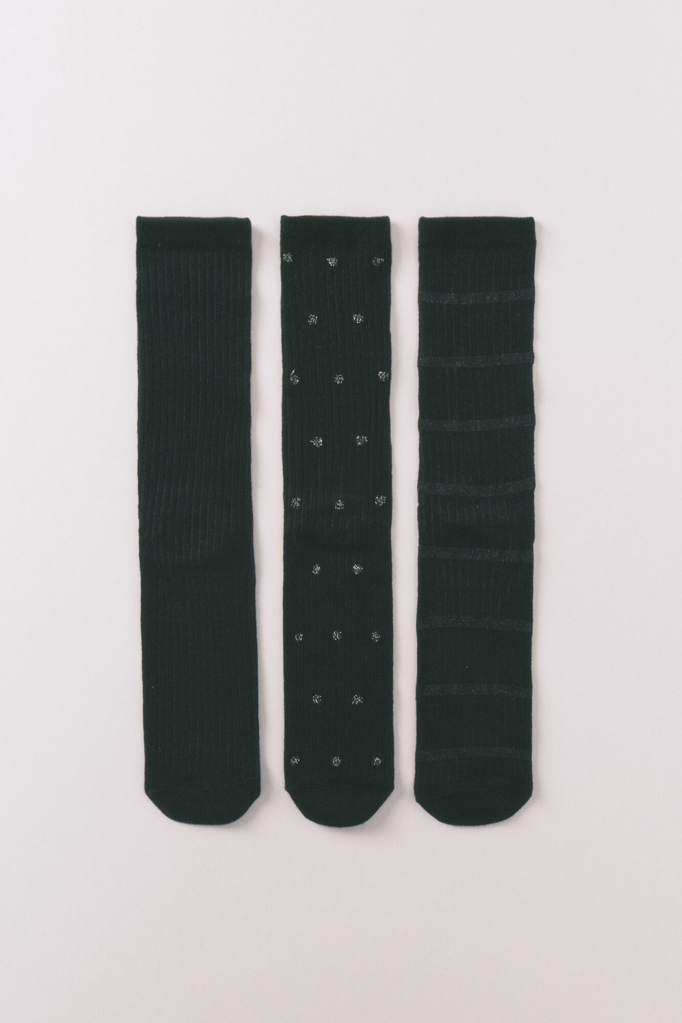 Women'secret Pack 3 calcetines largos textura negros