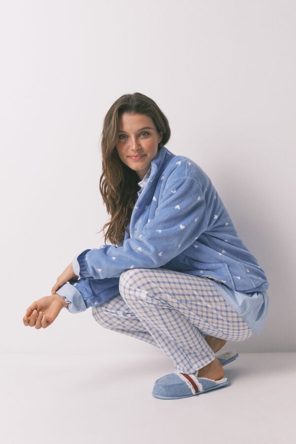Women'secret Robe curto de polar Mickey Mouse com estampado azul azul