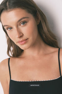 Women'secret Top reto sem costura canelado preto