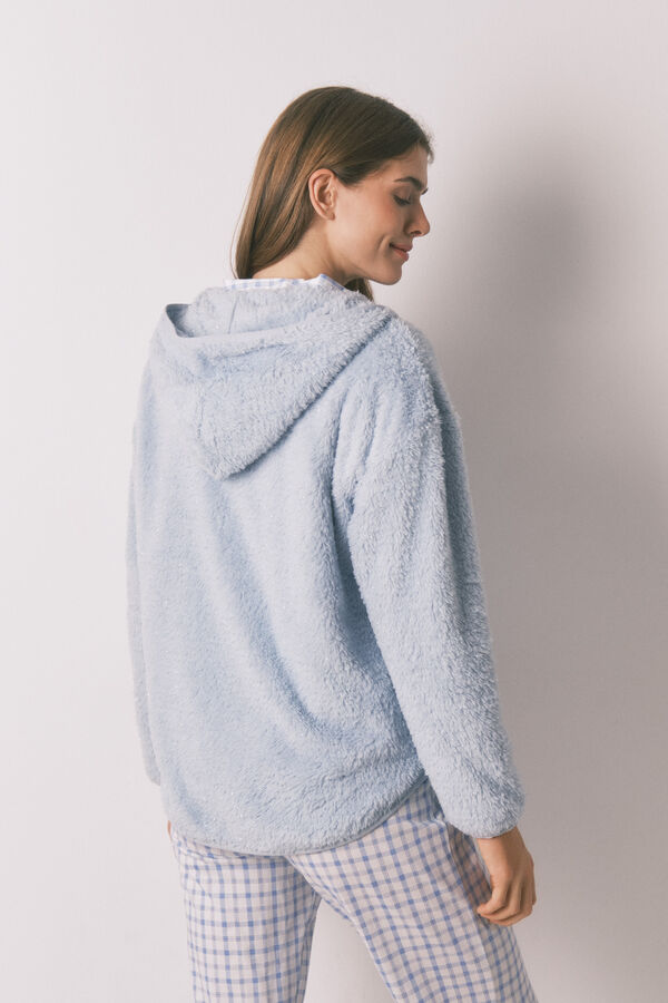 Women'secret Robe curta de tecido de pelo azul lurex azul