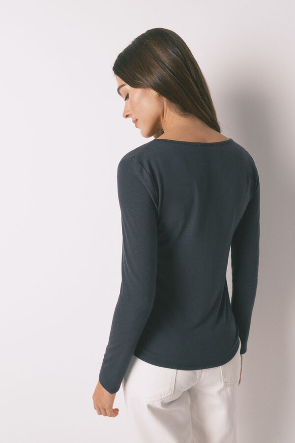 Women'secret T-shirt de malha cinza super macia cinzento