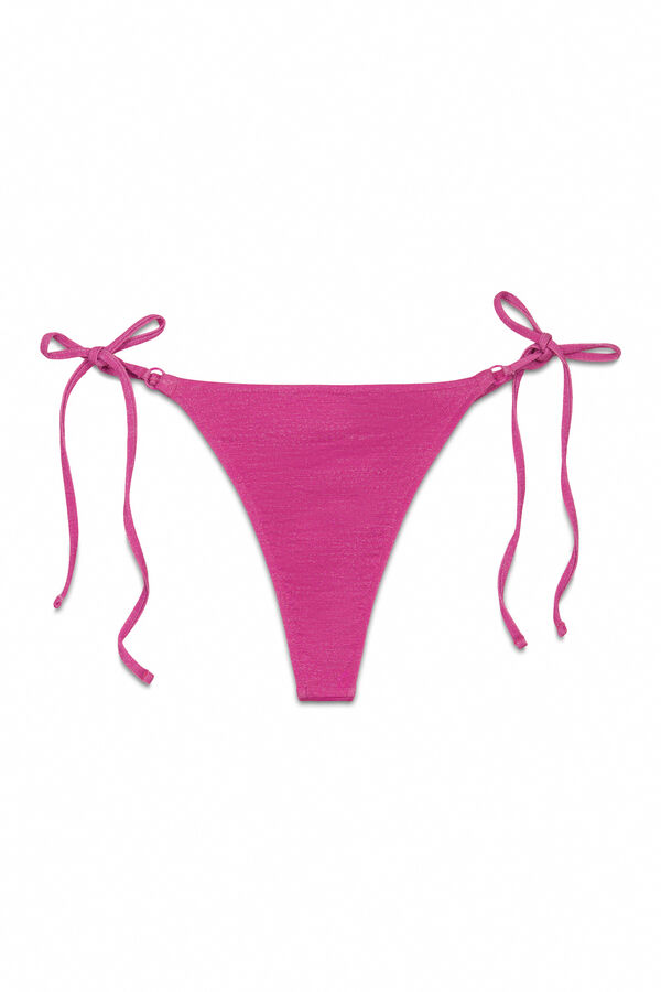 Women'secret Cueca de biqu&iacute;ni tanga com tiras rosa com brilho rosa