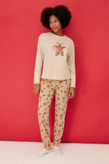 Trendyol Conjunto de pijama de gengibre cru de Natal estampado