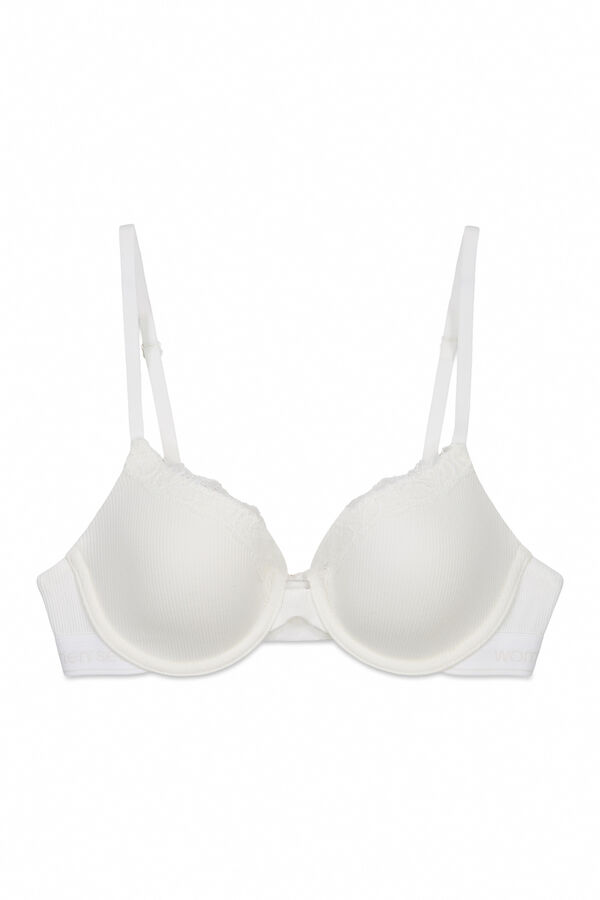 Women'secret Soutien cl&aacute;ssico canelado em algod&atilde;o branco BEAUTIFUL bege
