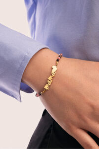 Singularu Pulsera Mamá Heart Tourmaline Acero Baño Oro