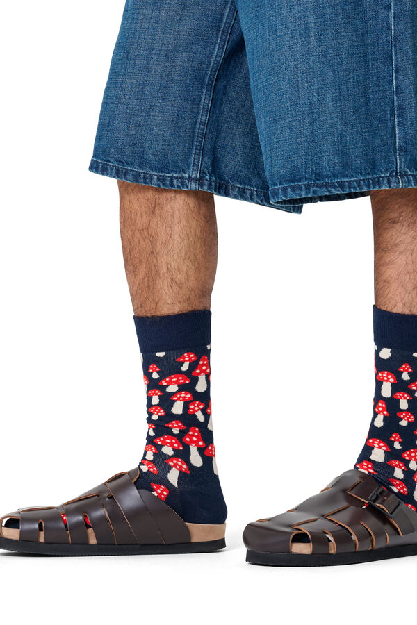 Happy Socks Meias Cogumelo Unissex azul