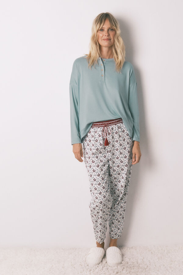 Women'secret Cal&ccedil;as compridas 100% algod&atilde;o com estampado floral estampado