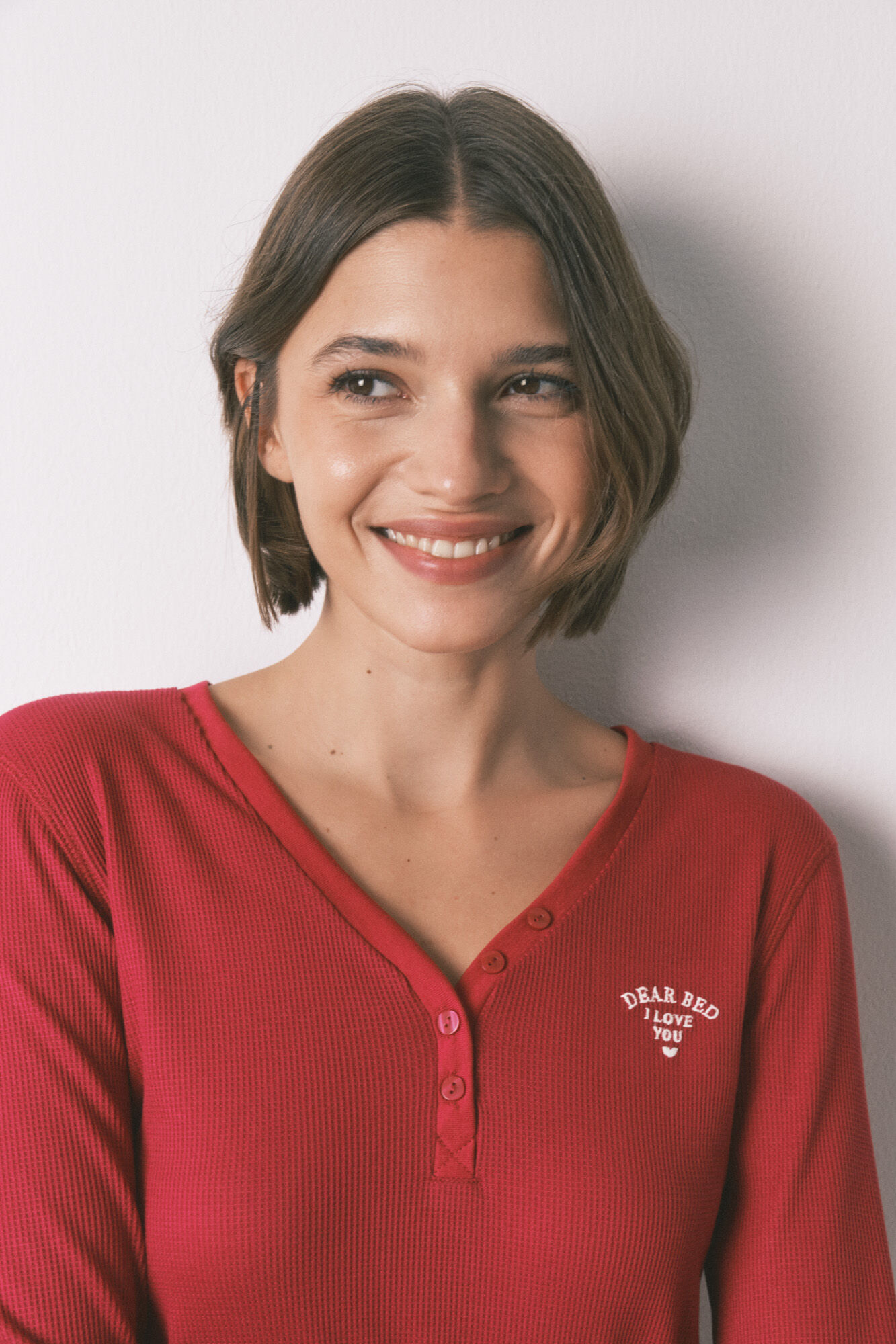 Women'secret Camiseta manga larga waffle rojo