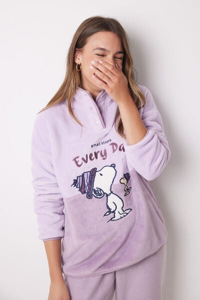 Womensecret Pijama comprido polar Snoopy rosa