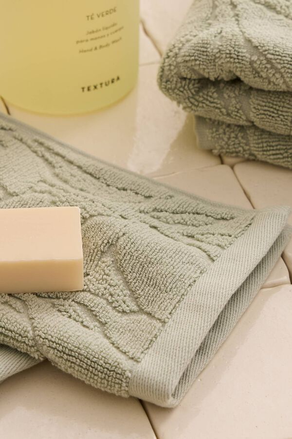 Textura Toalha turca jacquard folhas verde