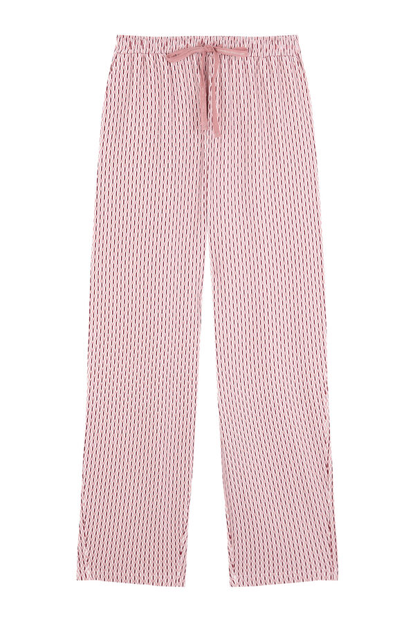 Women'secret Calça comprida calça em malha rosa suave rosa