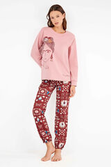 Gisela Conjunto de pijama malha Frida Kahlo rosa