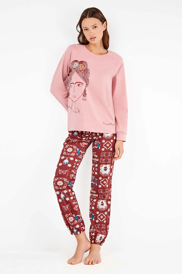 Gisela Conjunto de pijama malha Frida Kahlo rosa