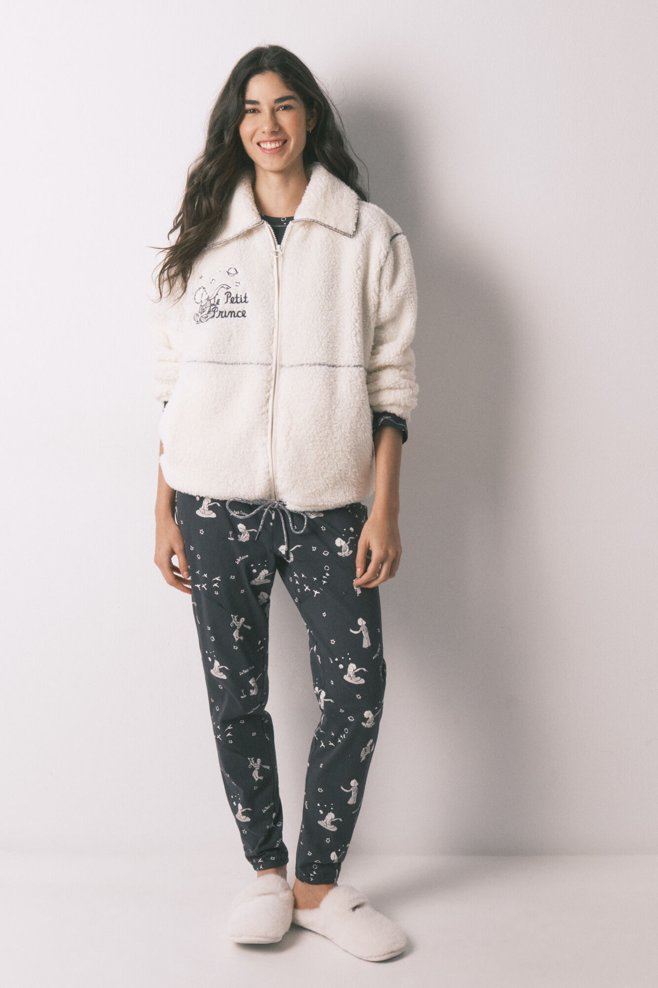 Women'secret Robe curta estampado O Principezinho em sherpa branca