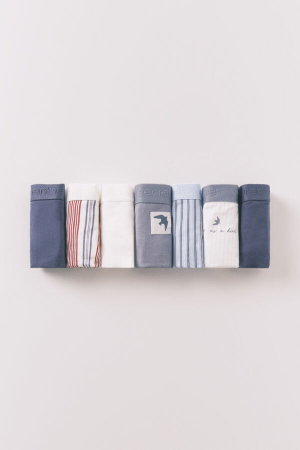 Women'secret Pack 7 bragas cl&aacute;sicas algod&oacute;n azul logo estampado