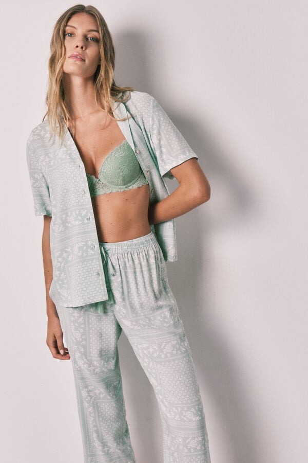 Women'secret Green bandana print short sleeve classic pyjamas green