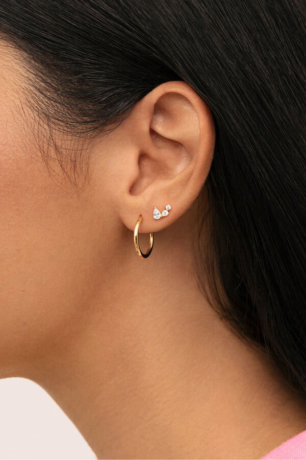 Singularu Pendiente Suelto Celeste Plata Ba&ntilde;o Oro amarillo