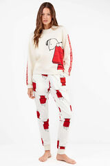 Gisela Conjunto de pijama elástica extramacia da casa Snoopy bege