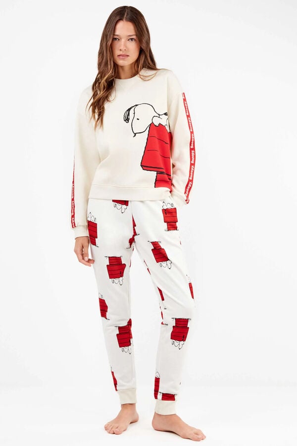 Gisela Conjunto de pijama elástica extramacia da casa Snoopy bege