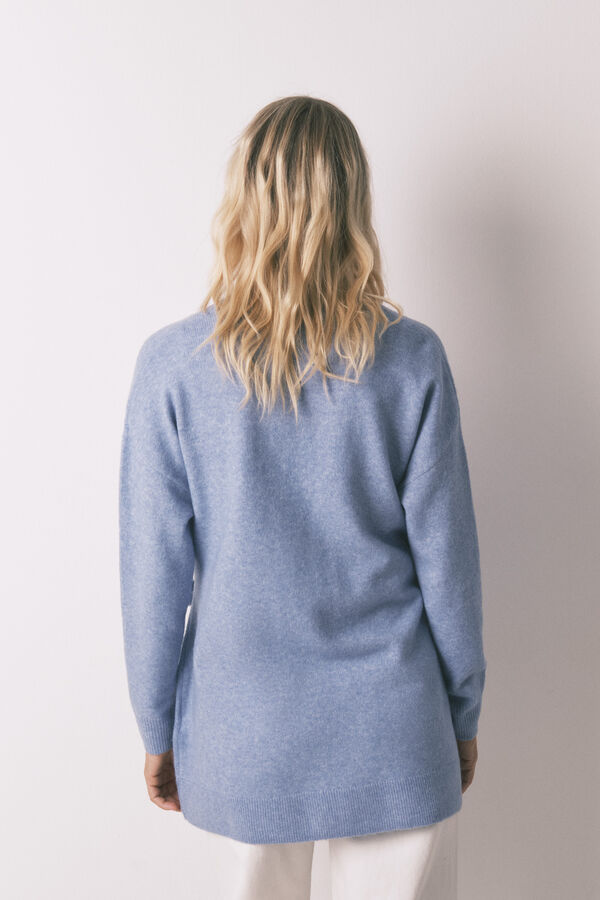 Women'secret Casaco de malha midi malha tricô azul azul