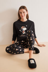 Womensecret Pijama 100% algodón Snoopy negro gris