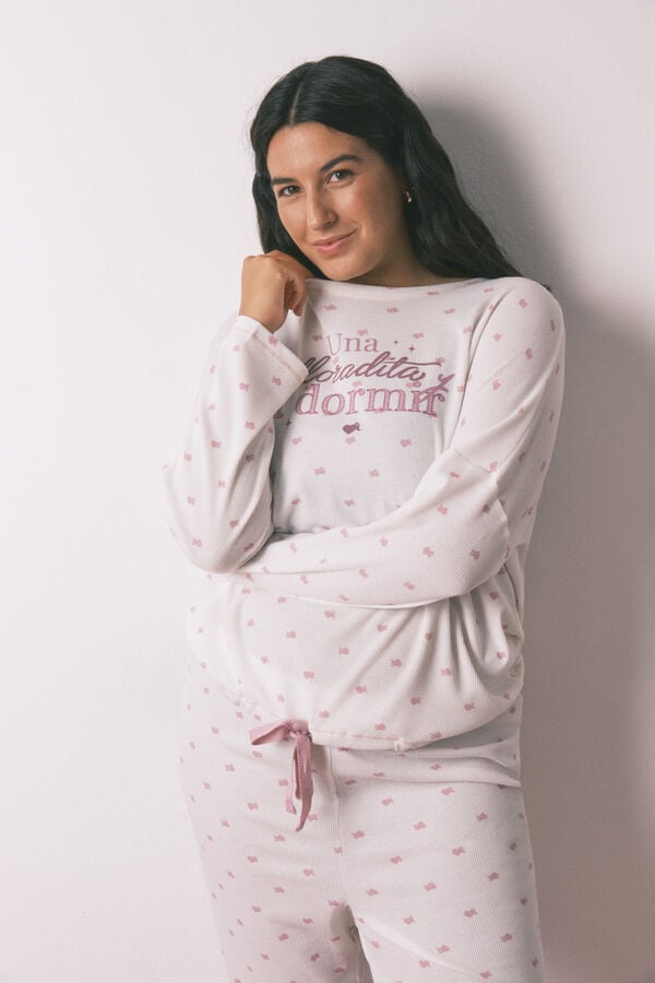 Women'secret Pijama largo La Vecina Rubia tejido Waffle blanco