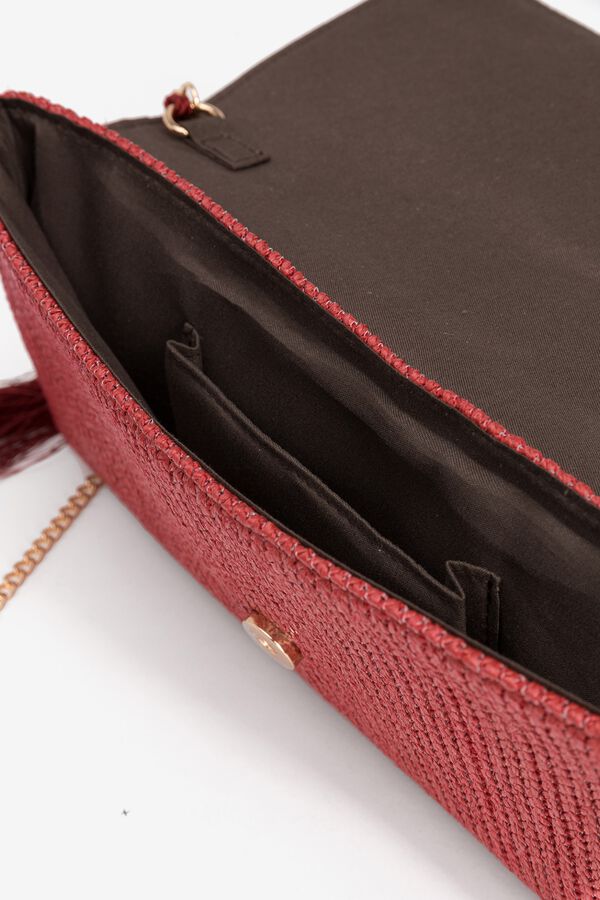 Vilanova Mala clutch com efeito de palha e franjas vermelho