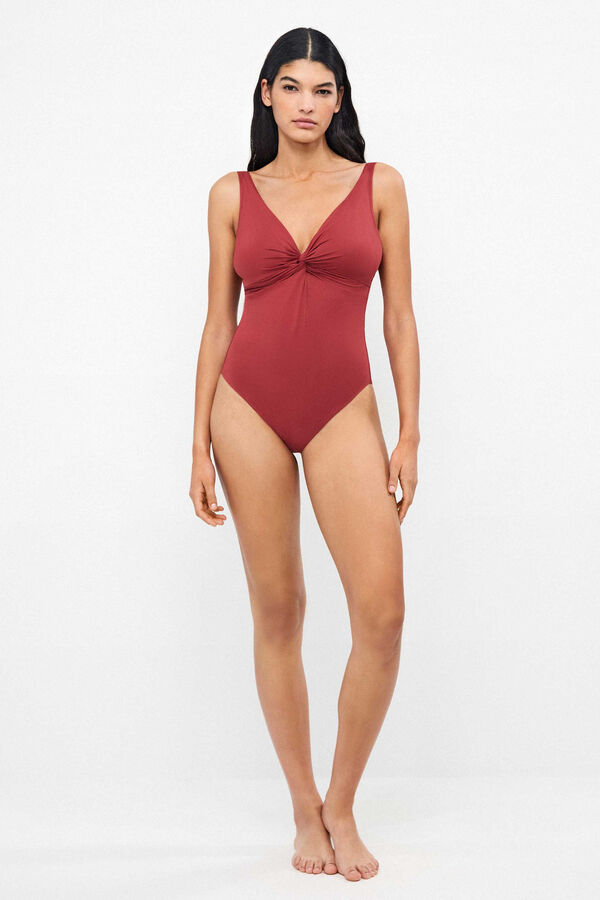 Gisela Fato de banho efeito moldador sem aro vermelho