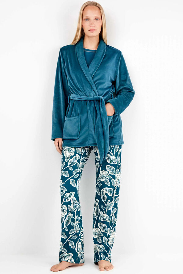 Gisela Robe em tecido polar elástico estampado