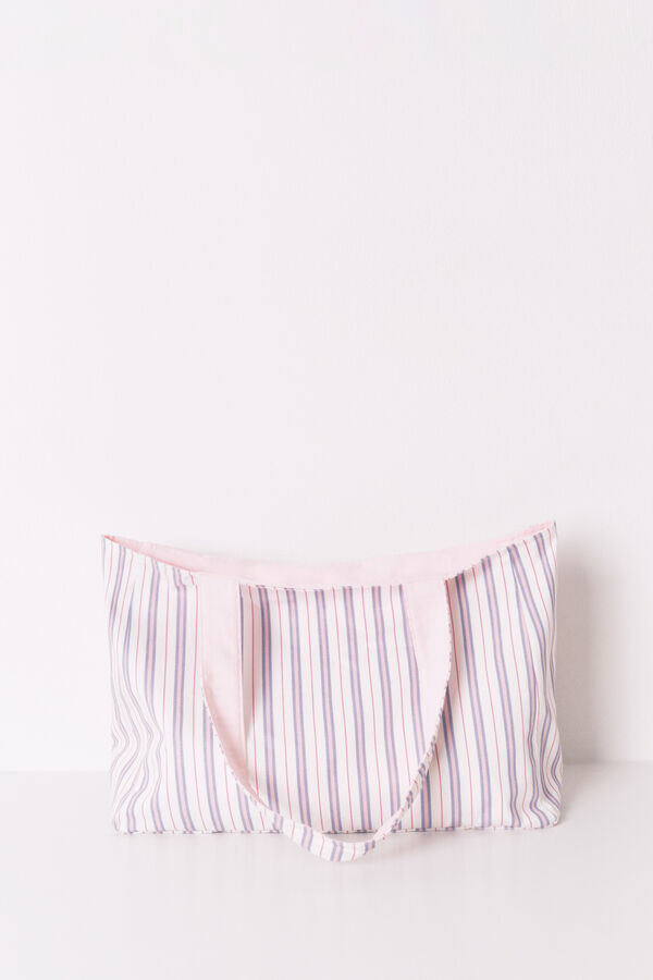 Women'secret Mala tote solidária de algodão às riscas estampado