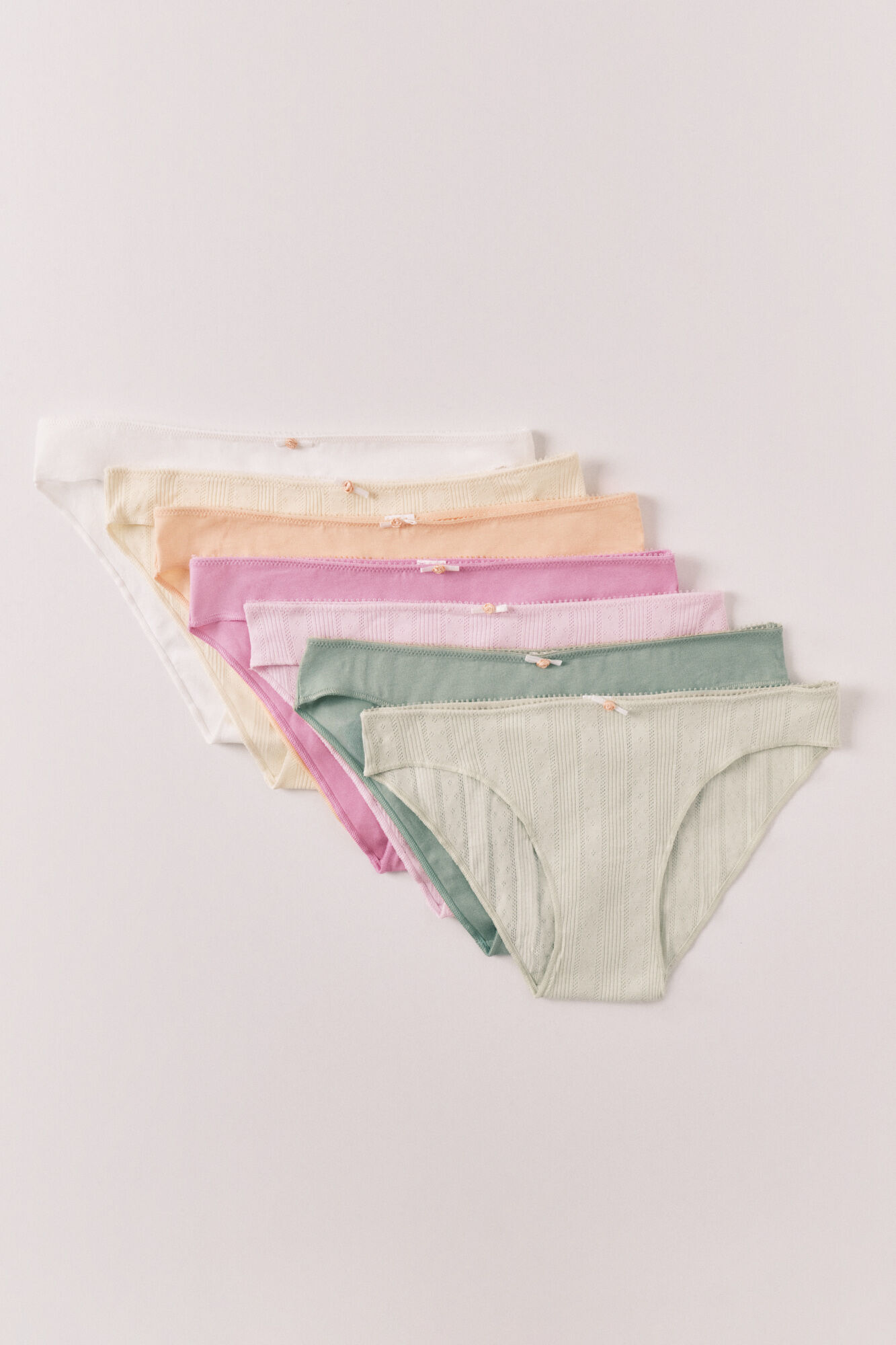 Women'secret Pack 7 bragas cl&aacute;sicas algod&oacute;n pointelle mix colores