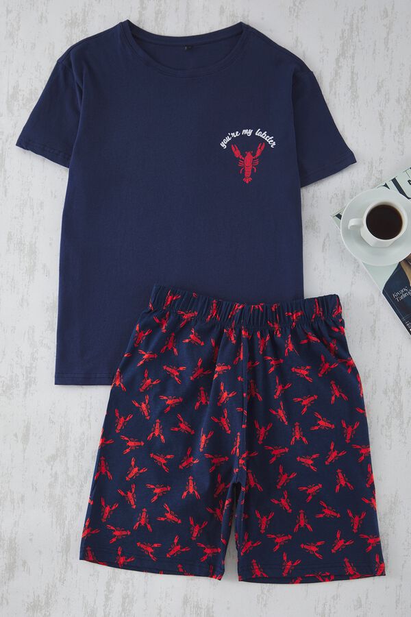 Trendyol Conjunto de pijama curto lagostas azul