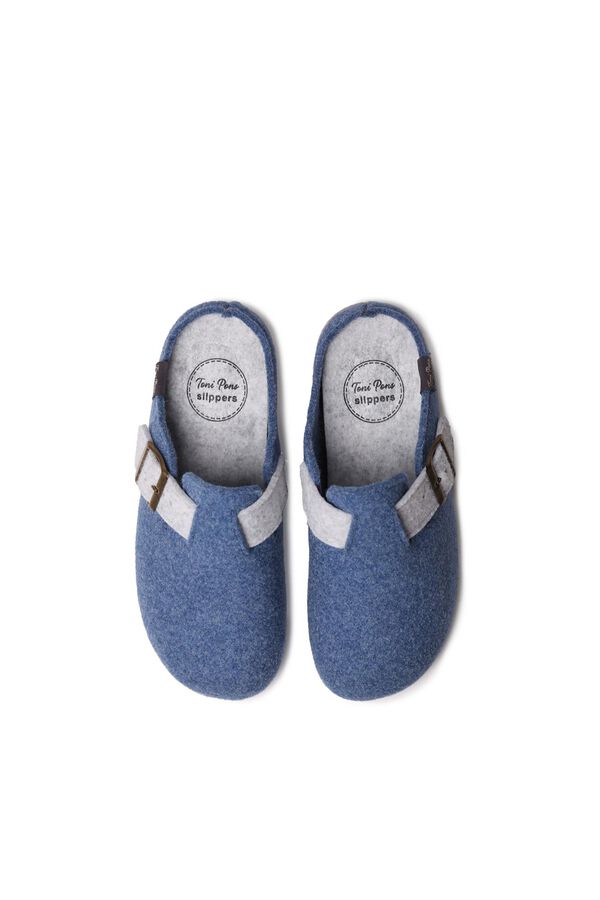 Toni Pons Chinelo feminino estilo tamanco em feltro azul