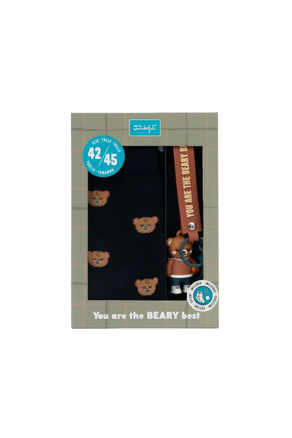 Mr. Wonderful Kit de meias + porta-chaves - You are the beary best estampado