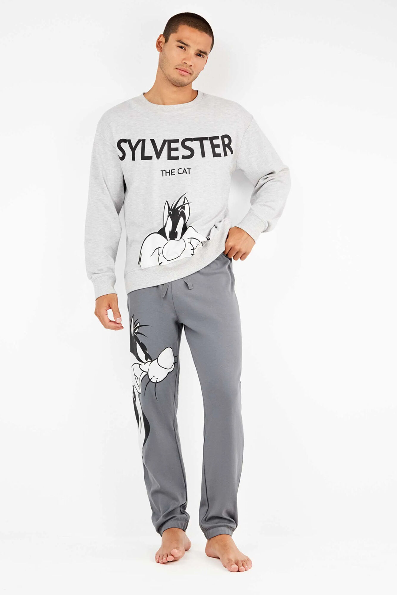 Gisela Conjunto de pijama masculino Sylvester em malha malha