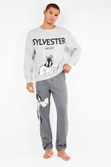 Gisela Conjunto de pijama masculino Sylvester em malha malha cinzento