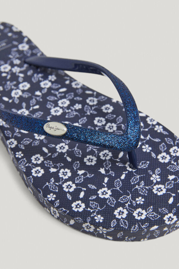 Pepe Jeans Chinelos de praia com estampado floral azul