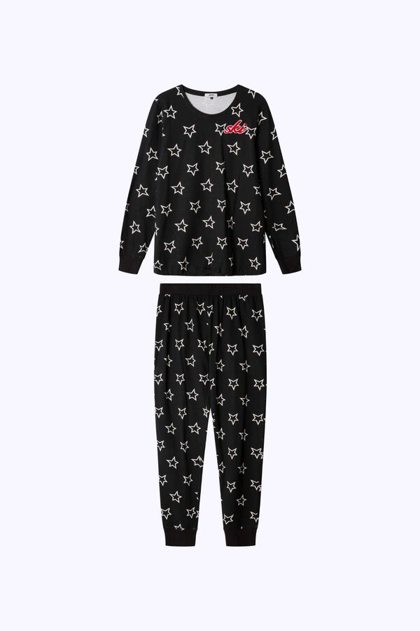 Gisela Pijama comprido com T-shirt branco