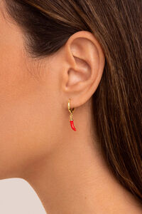 Singularu Pendientes Suelto Aro Chili Enamel Baño Oro
