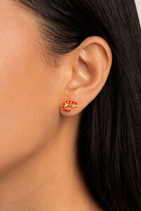 Singularu Brincos Soltos Prawn Enamel Banhados a Ouro