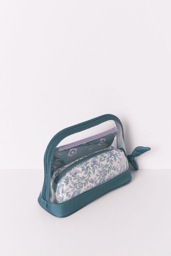 Women'secret Pacote com 3 bolsas de higiene pessoal estampadas em verde verde