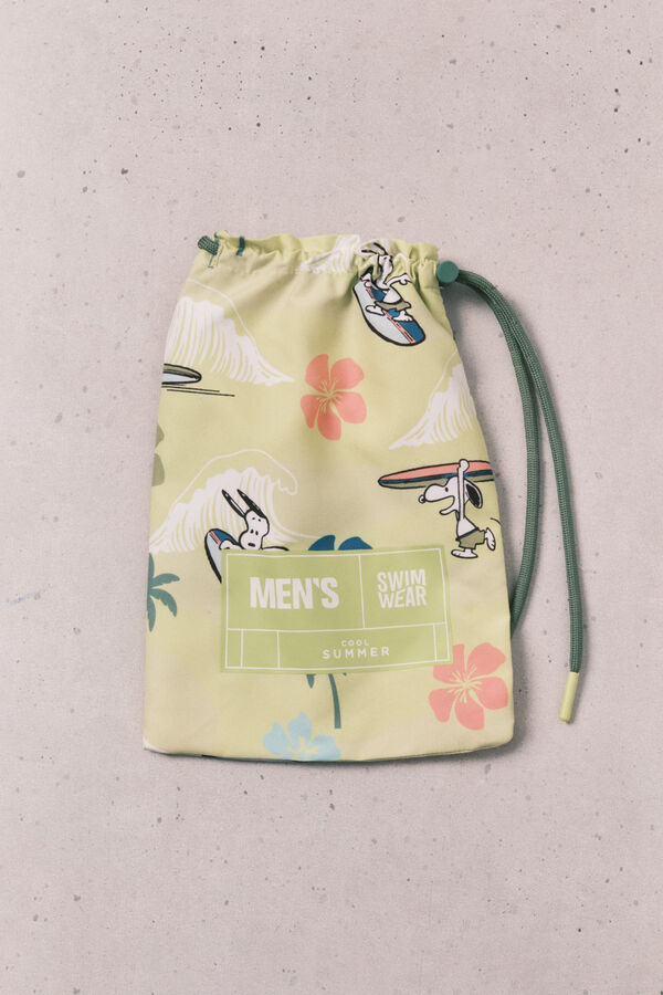 Women'secret Fato de banho de homem estampado tropical Snoopy verde