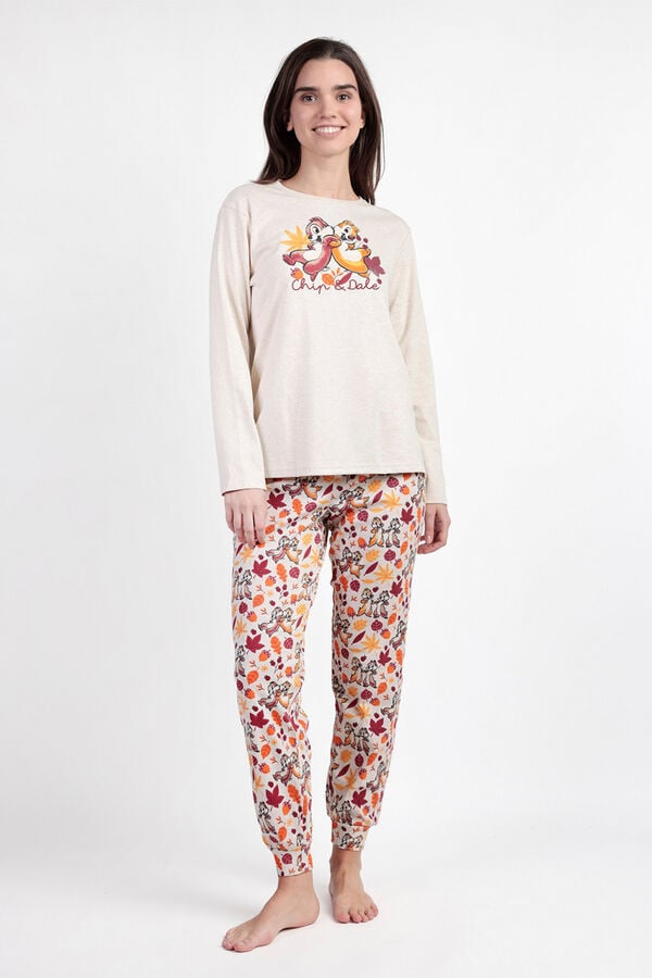 Admas Pijama Feminino Chip N Dale bege