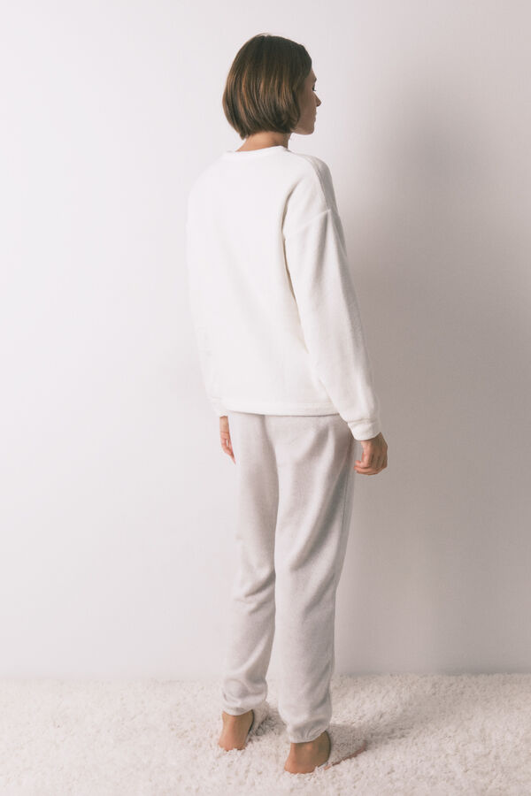 Women'secret Pijama comprido polar suave estampado Pingu bege