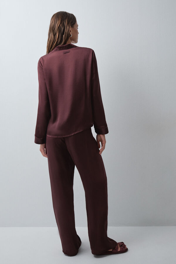 Women'secret Pijama comprido camiseiro acetinado gren&aacute; vermelho