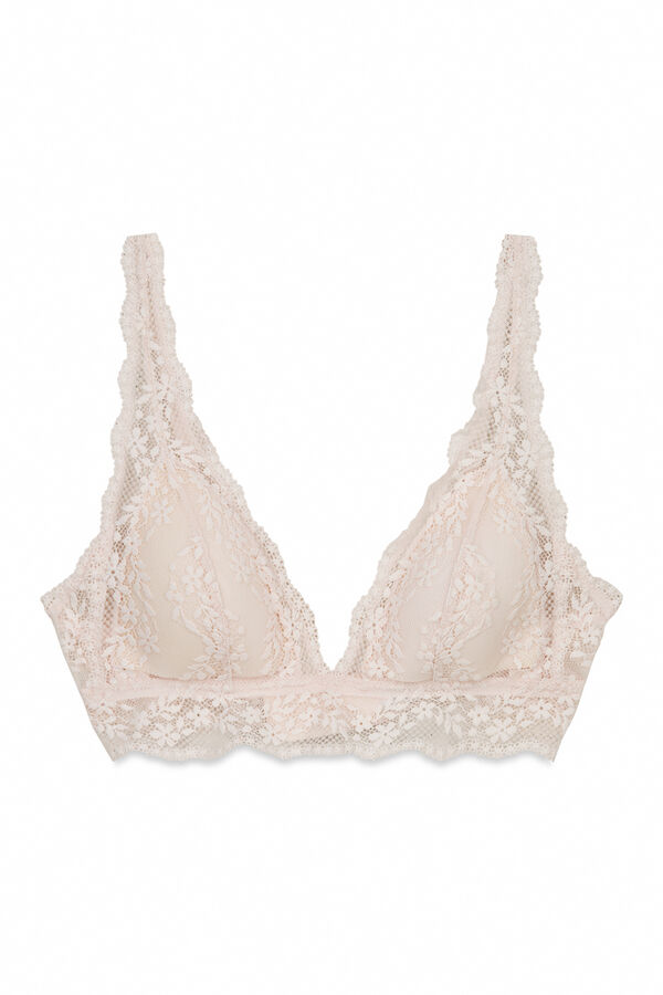 Women'secret Soutien triangular com enchimento em renda rosa FANTASTIC rosa