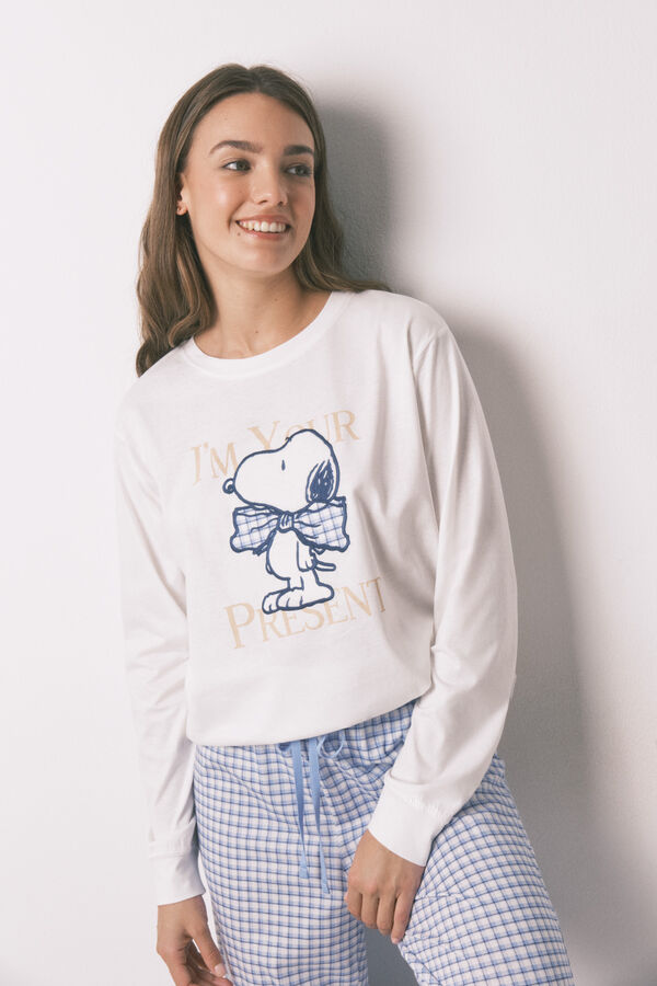 Women'secret Pijama comprido algodão Snoopy bege