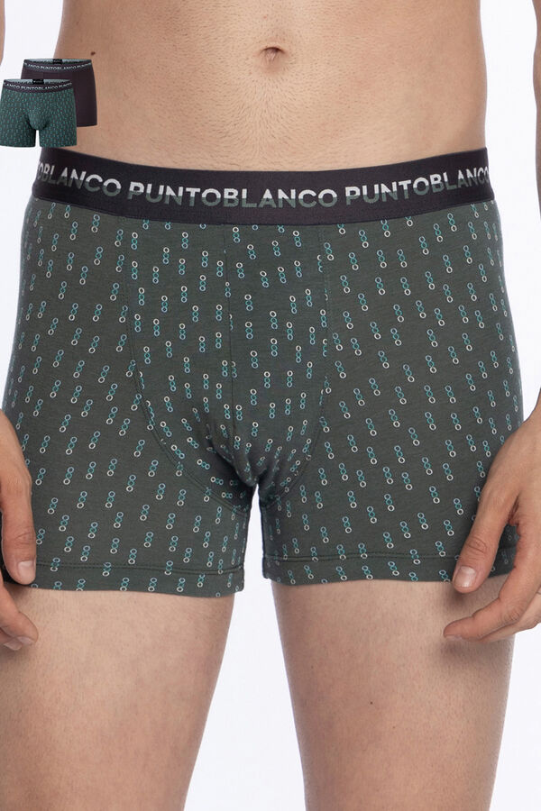 Punto Blanco Pacote de 2 boxers de bambu e algodão, Treetop estampado